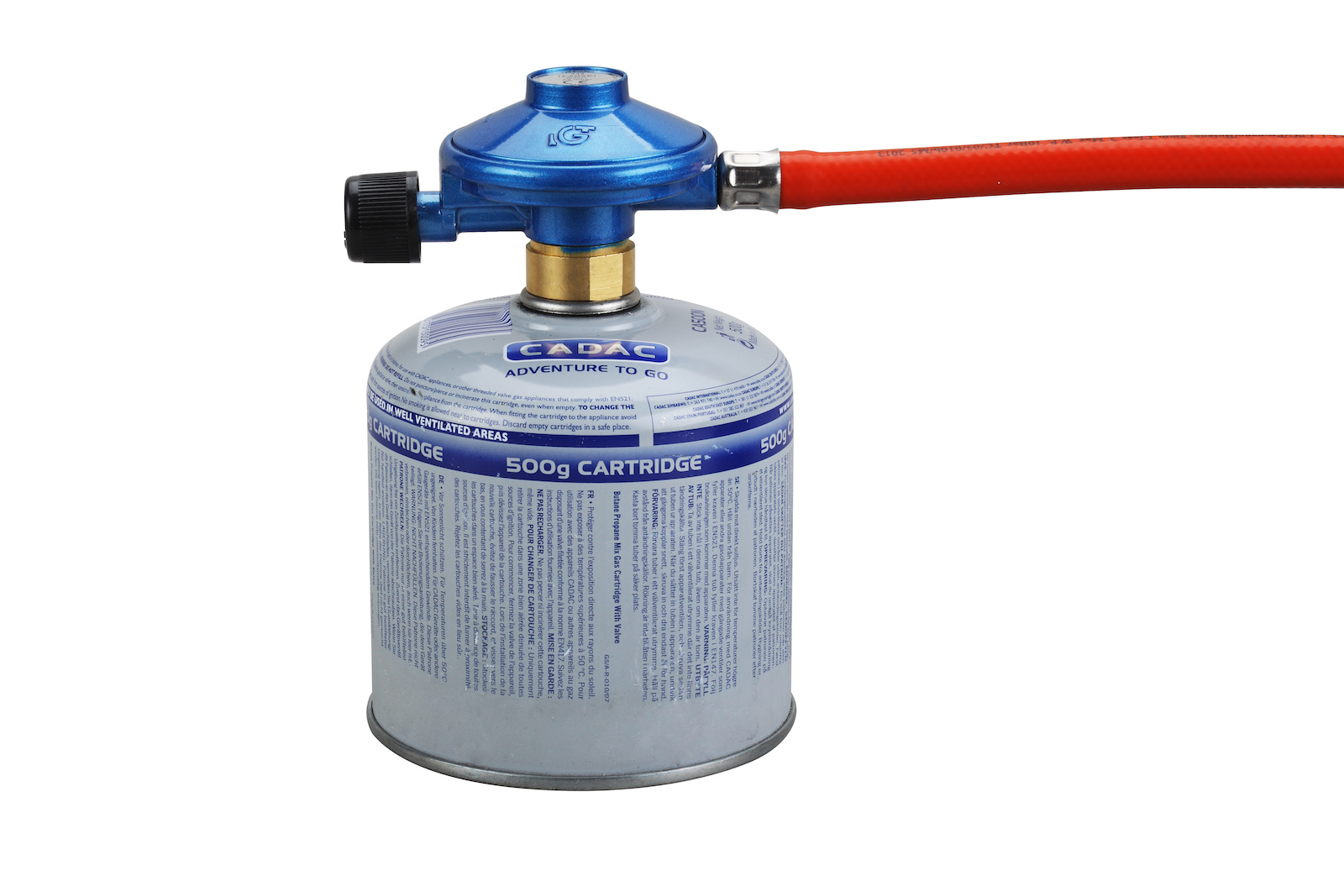 Cadac Gasdruckregler EN417 inkl. Schlauch Gewindeanschluss 30 mbar 1/4'' BSP Linksgewinde