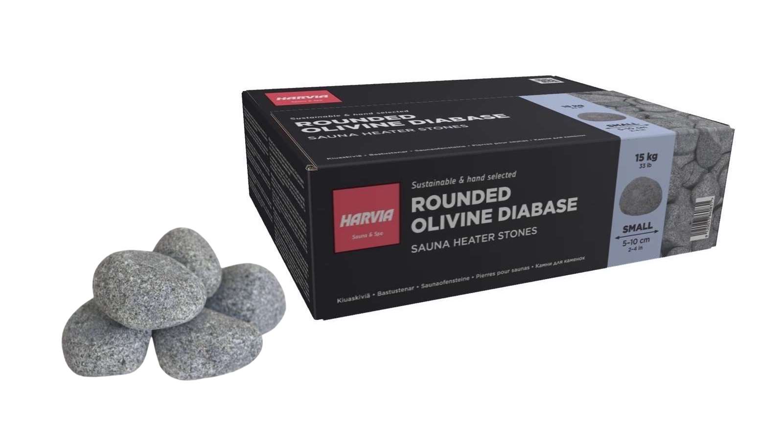 Harvia Saunasteine 15 kg rund für Saunaofen Finnische Saunasteine 5 - 10 cm abgerundet