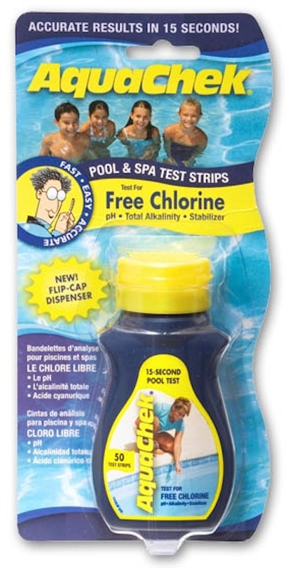 AquaChek Teststreifen 4 in 1 Gelb für Chlor, pH, Gesamtalkalität und Cyanursäure