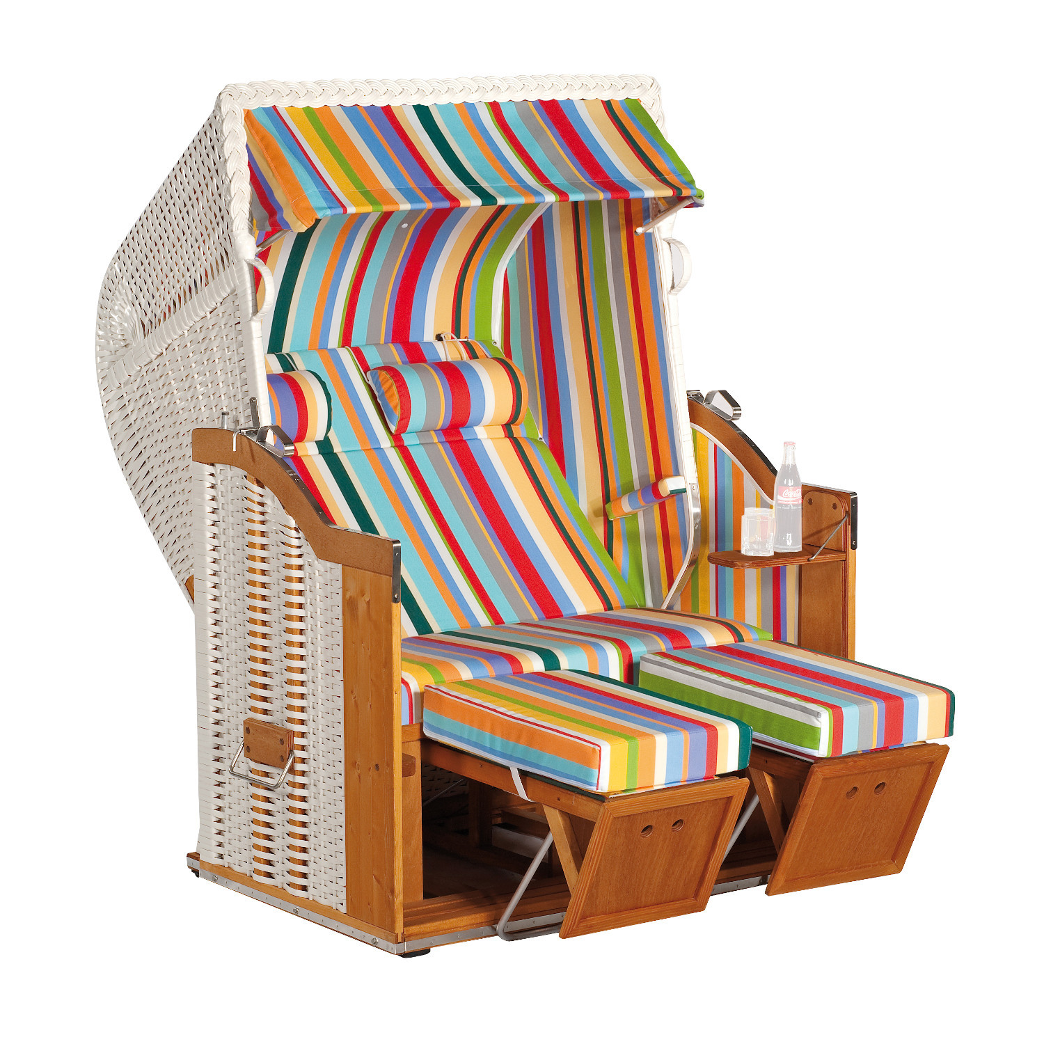 Sonnenpartner Classic 2-Sitzer Strandkorb Halbliegemodell Ostsee weiß/bunt