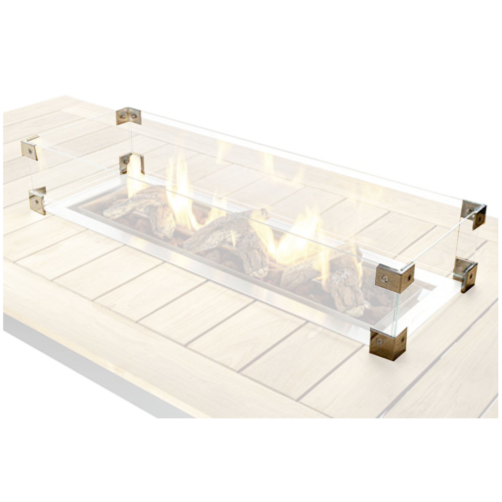 Happy Cocooning Glasschirm für Einbau-Feuertische lang 72x35x17cm Glasumrandung