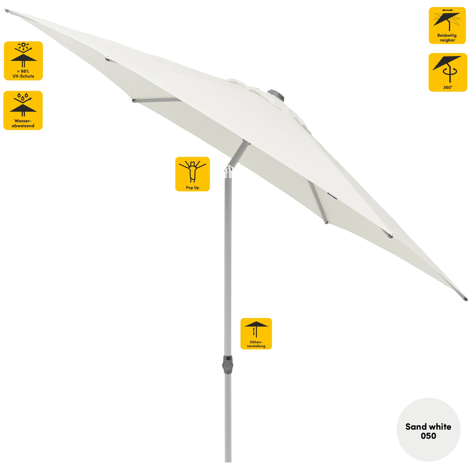 Sonnenschirm SUNCOMFORT® by Glatz Pop Up rund 250 cm in Sand White 050