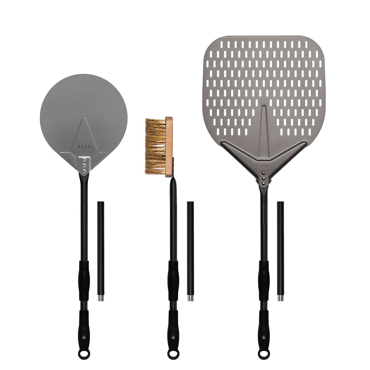 Alfa Forni Pizza Schaufel Set Large Ø 35 cm Schaufel + Wender + Reinigungsbürste AC-SETPALE-L