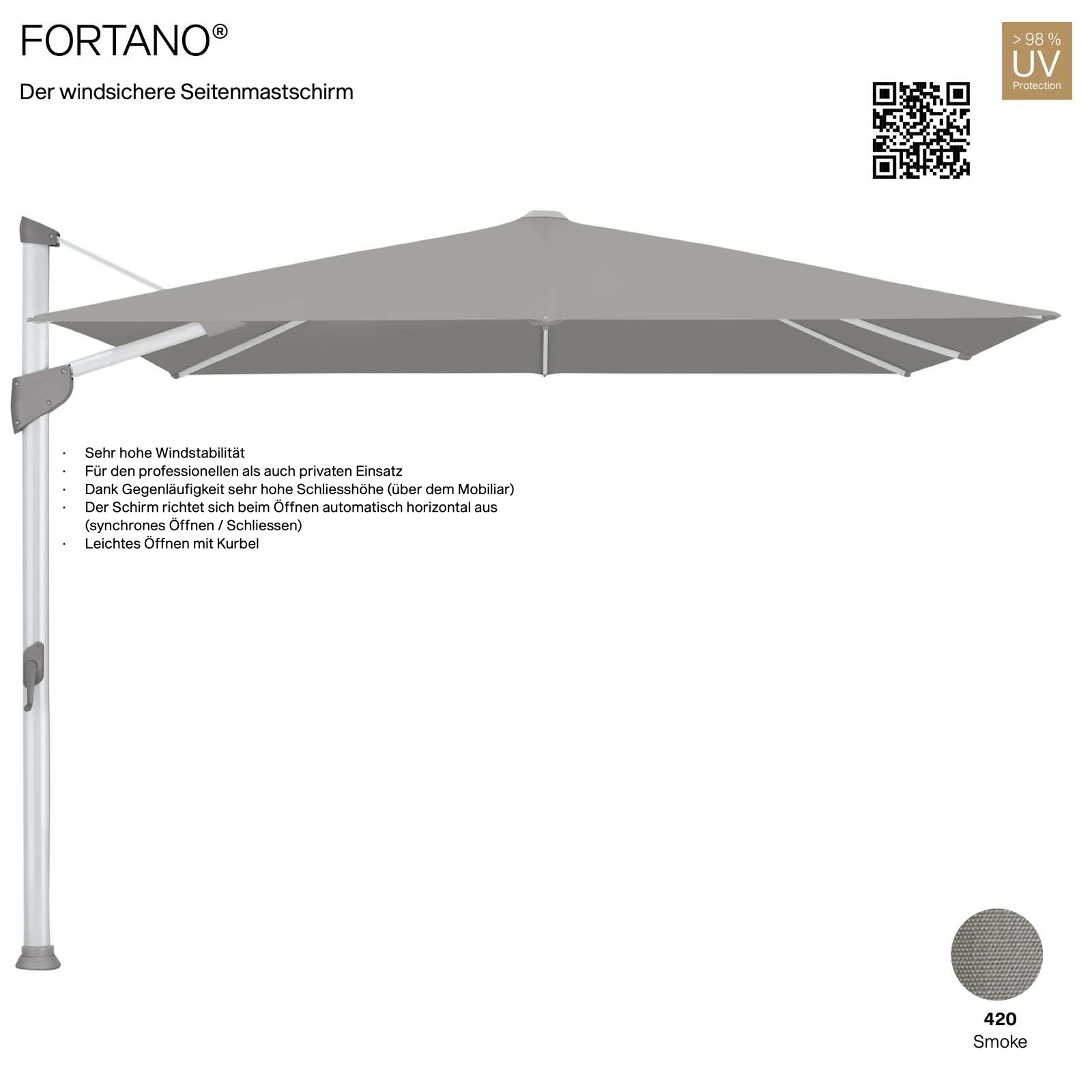 GLATZ Sonnenschirm FORTANO® Ampelschirm 400 x 300 cm Freiarmschirm Farbe 420 Smoke