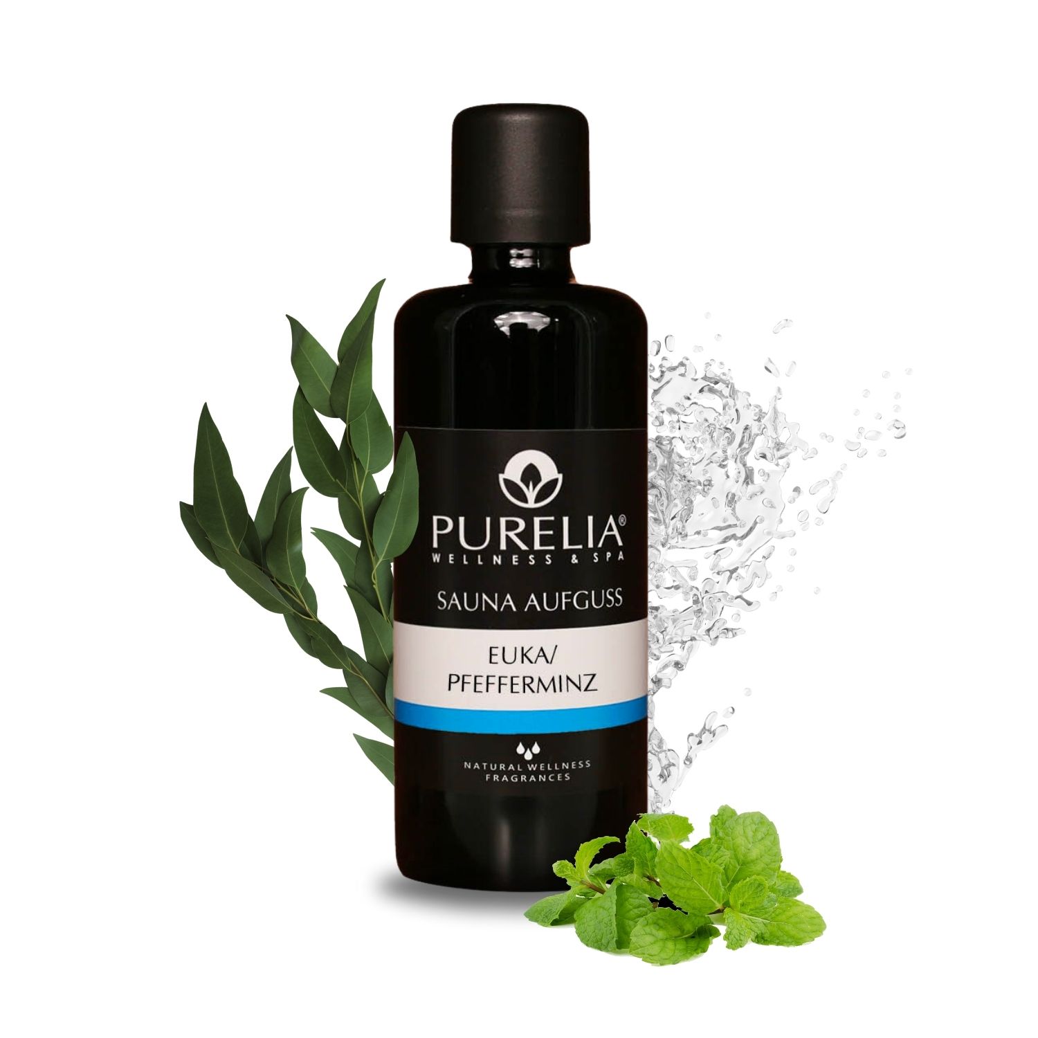 PURELIA Saunaaufguss Konzentrat Euka-Pfefferminz 100 ml natürlicher Sauna-aufguss - reine ätherische Öle