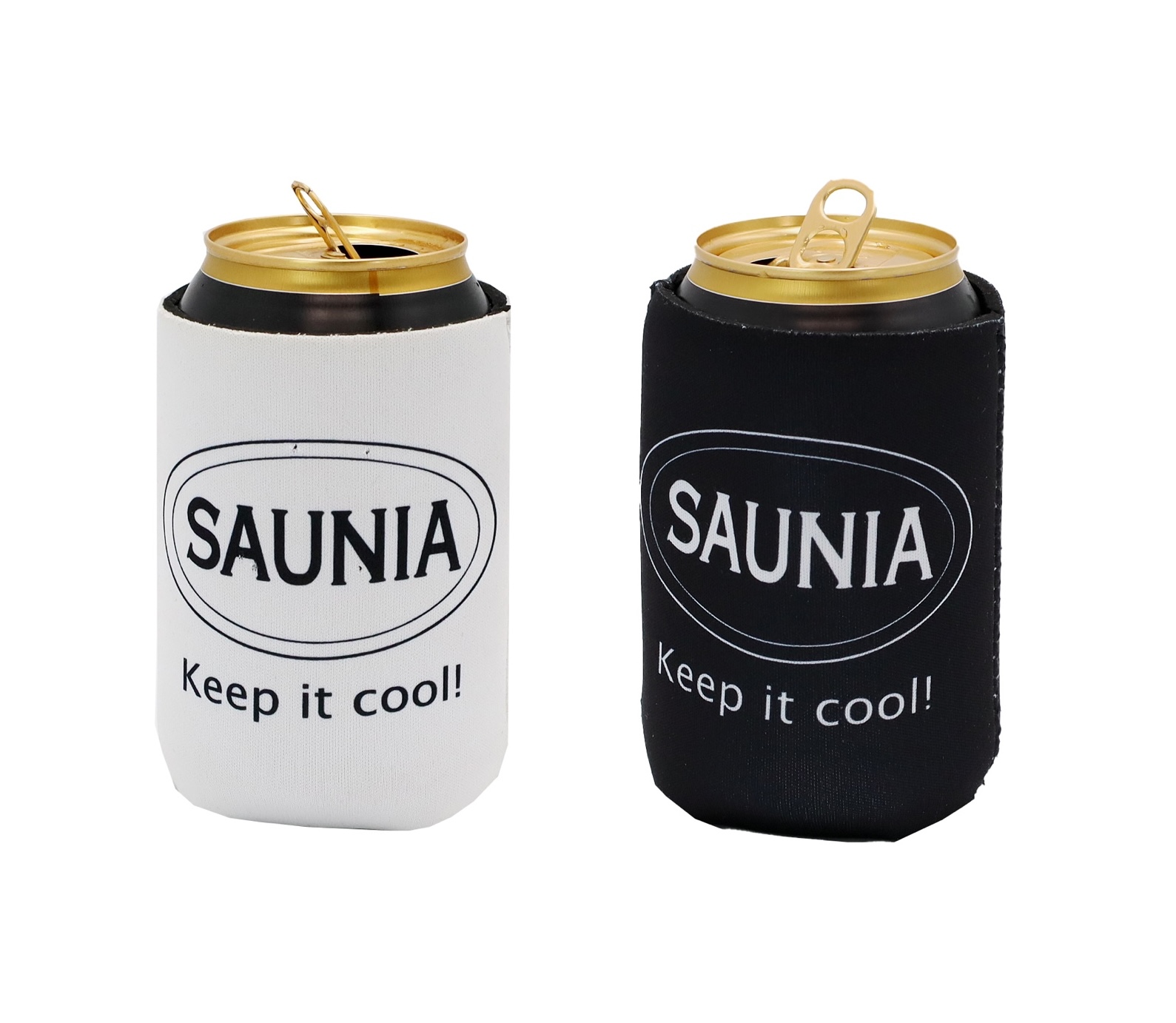 Nikkarien Sauna Dosenkühler Hülle aus Neopren in Schwarz und Weiß 2er Set