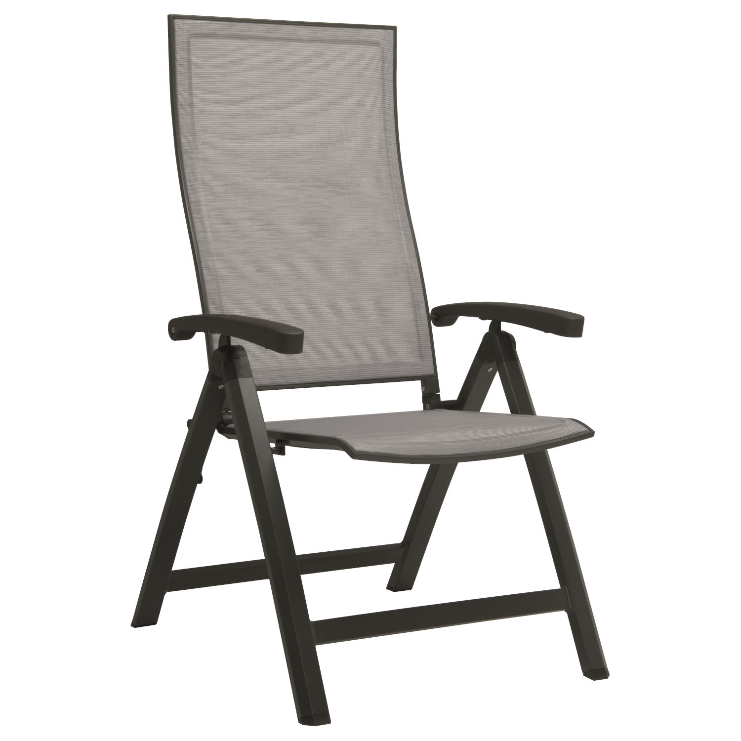 Stern 4-teiliges Set Klappsessel Kari mit Fußhocker Aluminium anthrazit/Textilen silber Gartenstuhl Hochlehner
