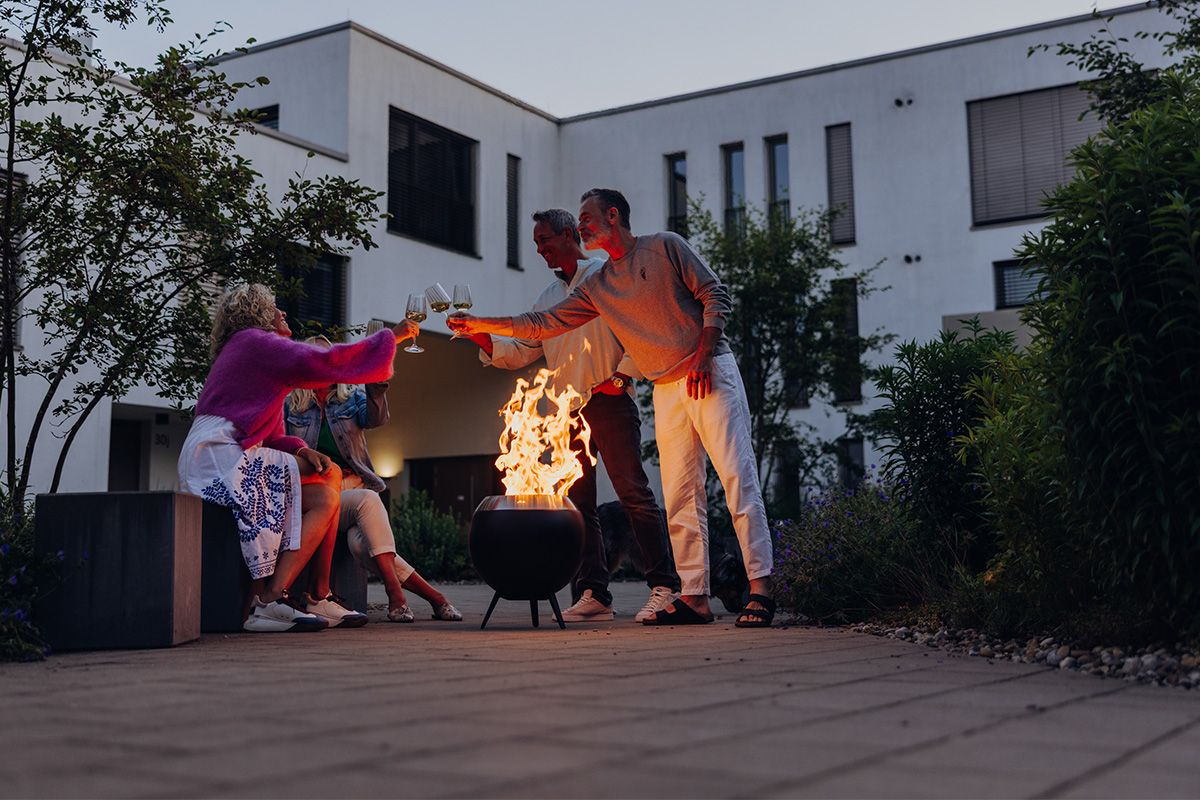 höfats MOON 45 Feuerkorb mit niedrigem Fuß Ø 45 cm für Brennholz und Pellets 00716