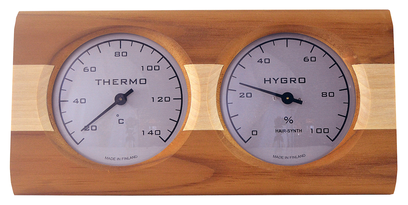 Nikkarien Sauna Thermo und Hygrometer mit einem Streifen Kiefernholz 512L