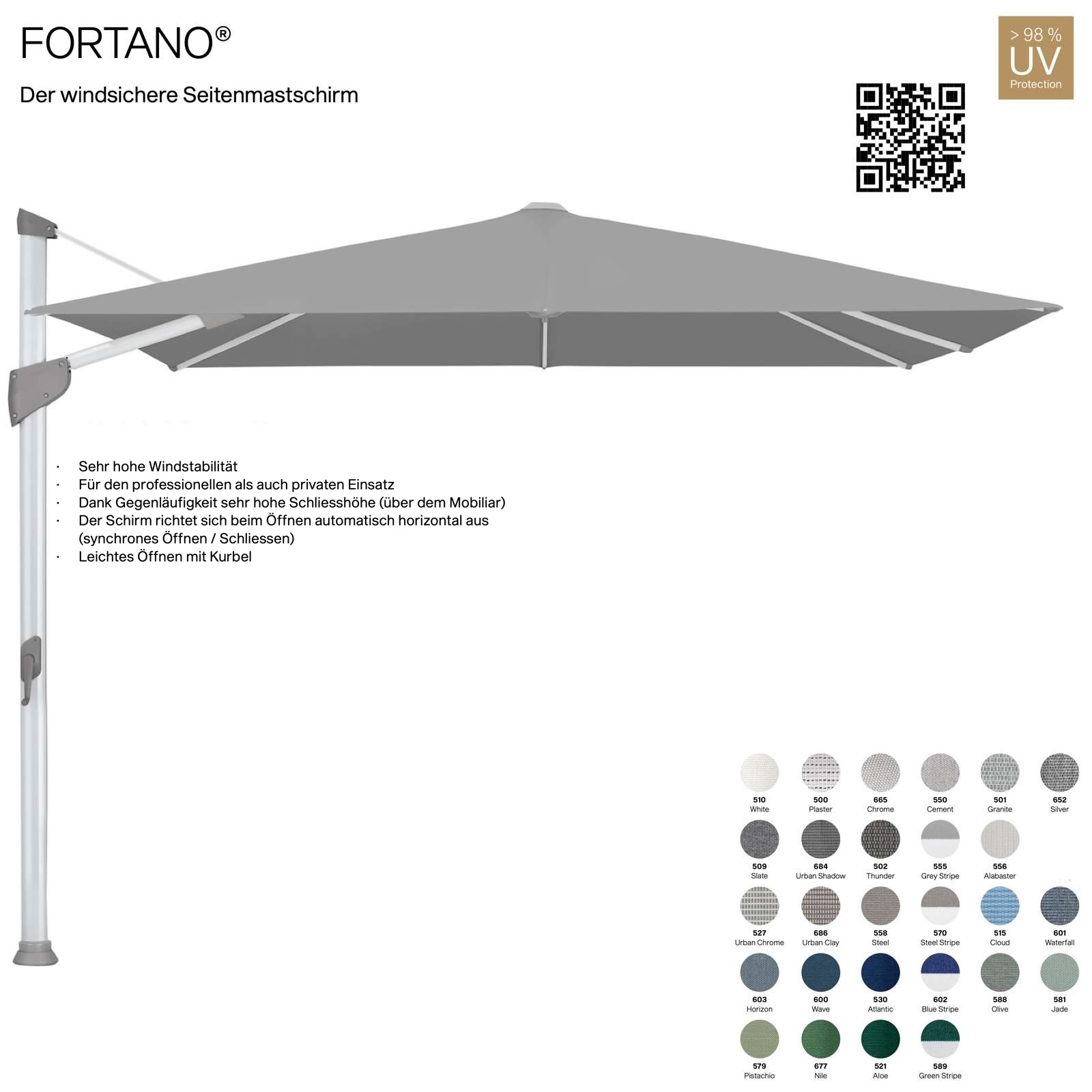 GLATZ Sonnenschirm FORTANO® Ampelschirm 400 x 300 cm 100 % Polyacryl in 27 Farbvarianten
