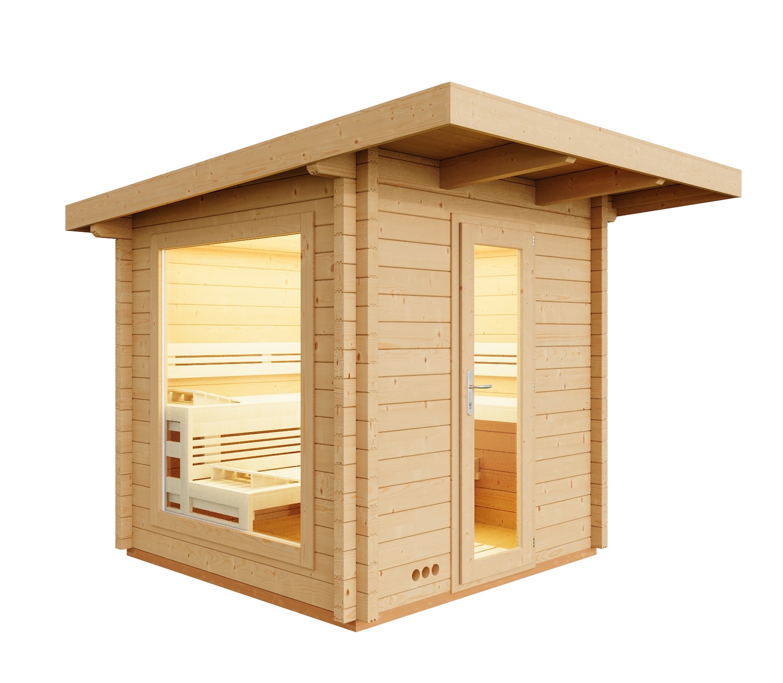 Infraworld Gartensauna Terra 5B Außensauna Massivholzsauna Saunahaus 230x230 cm