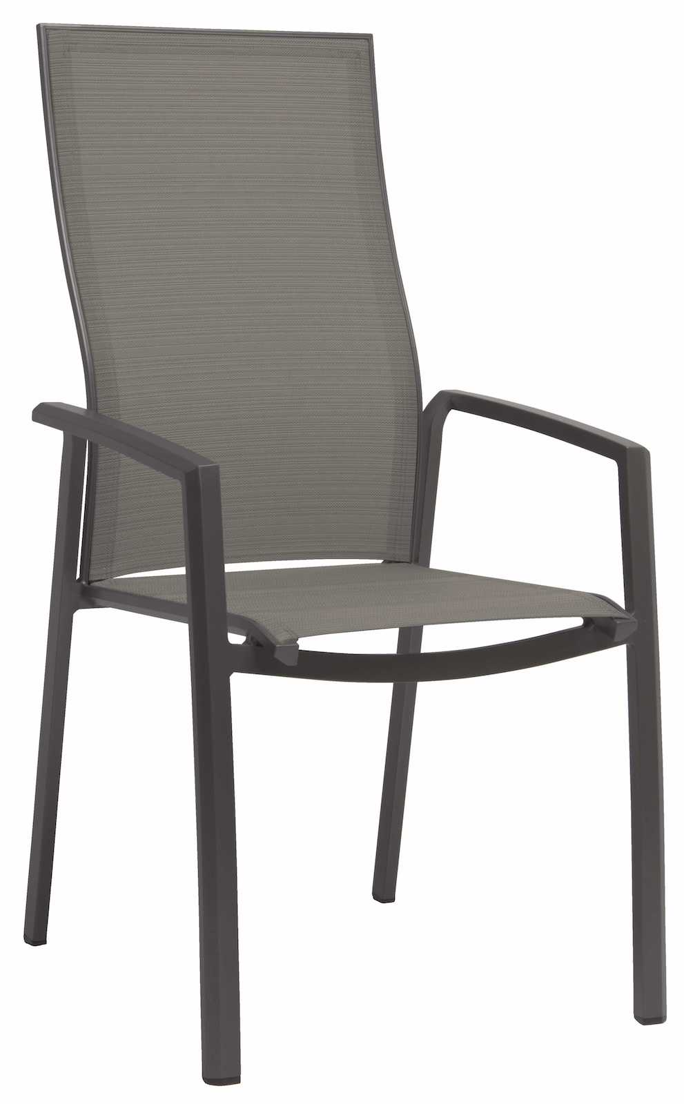 Stern Stapelsessel Kari Aluminium anthrazit/Textilen silber hohe Rückenlehne Gartenstuhl Stapelstuhl