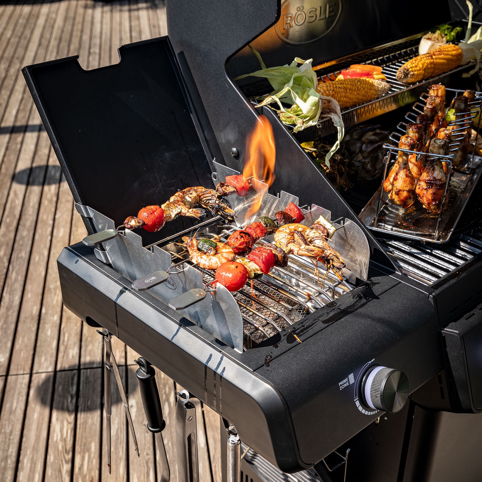 Rösle Gasgrill ALLFLAME Hero 6 Schwarz mit PRIMEZONE und Backburner 251054