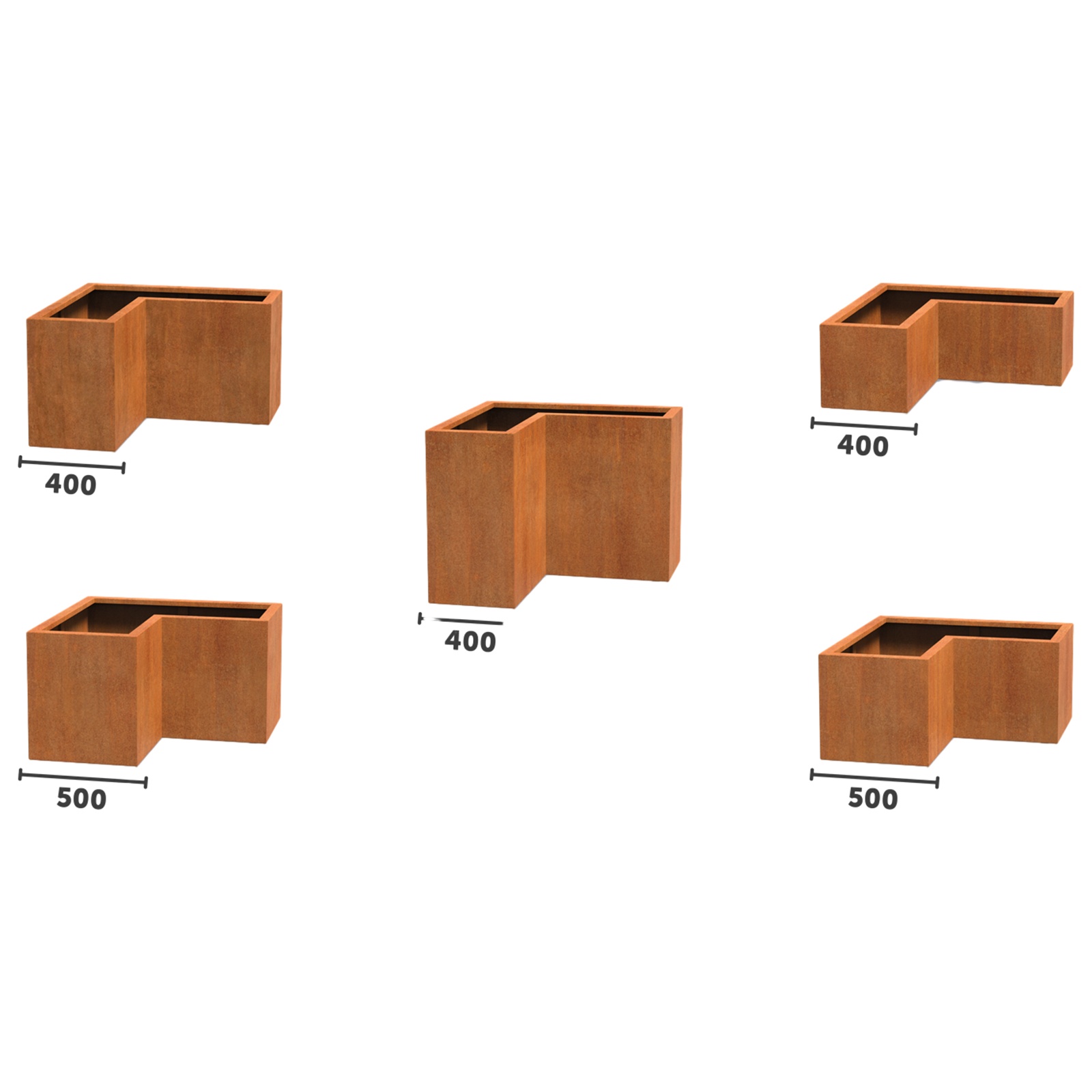 Adezz Carrez L-förmig aus Corten-Stahl Pflanzgefäß Pflanzkübel Blumentopf