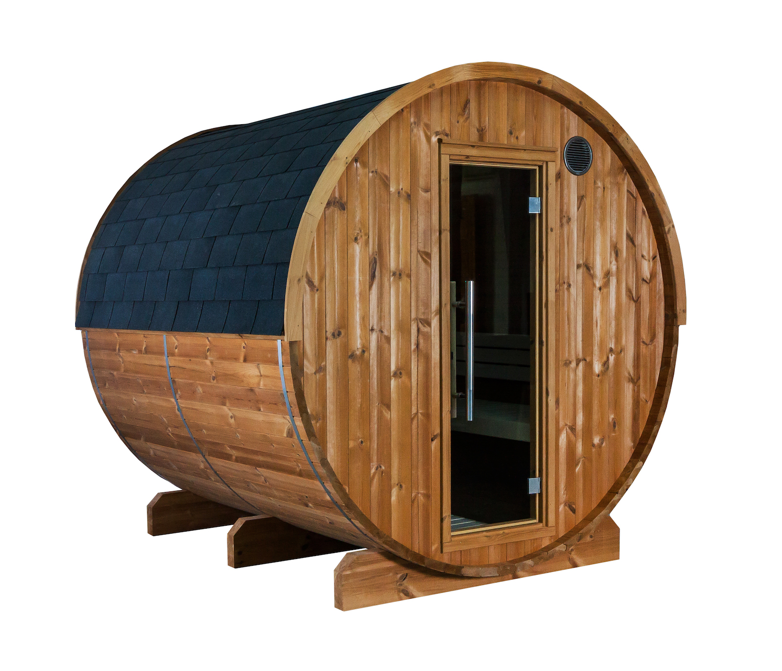 Harvia Kaski 220 Panorama Fasssauna Außensauna aus Thermo-Kiefer Ø 220 x 220 cm