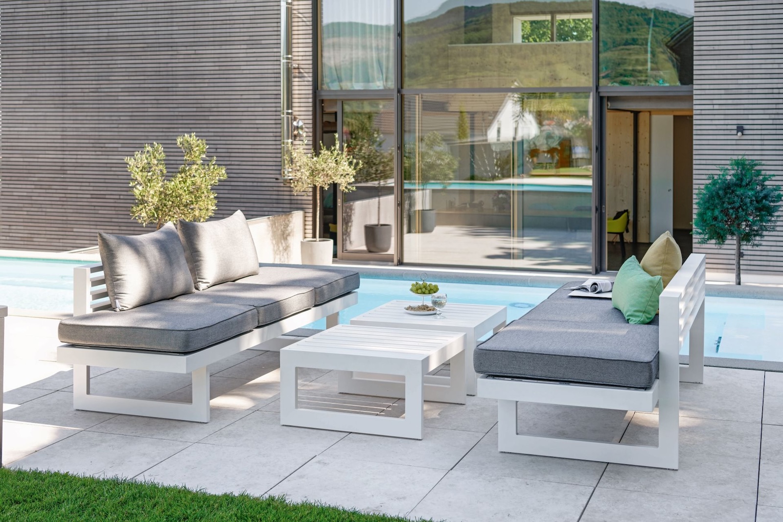 Stern New Holly Dining-Bank Gartenbank Lounge-Bank Lounge-Sofa weiß/seidengrau