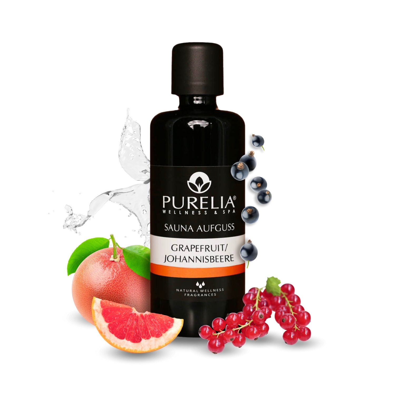 PURELIA Saunaaufguss Konzentrat Grapefruit-Johannisbeere 100 ml natürlicher Sauna-aufguss - reine ätherische Öle