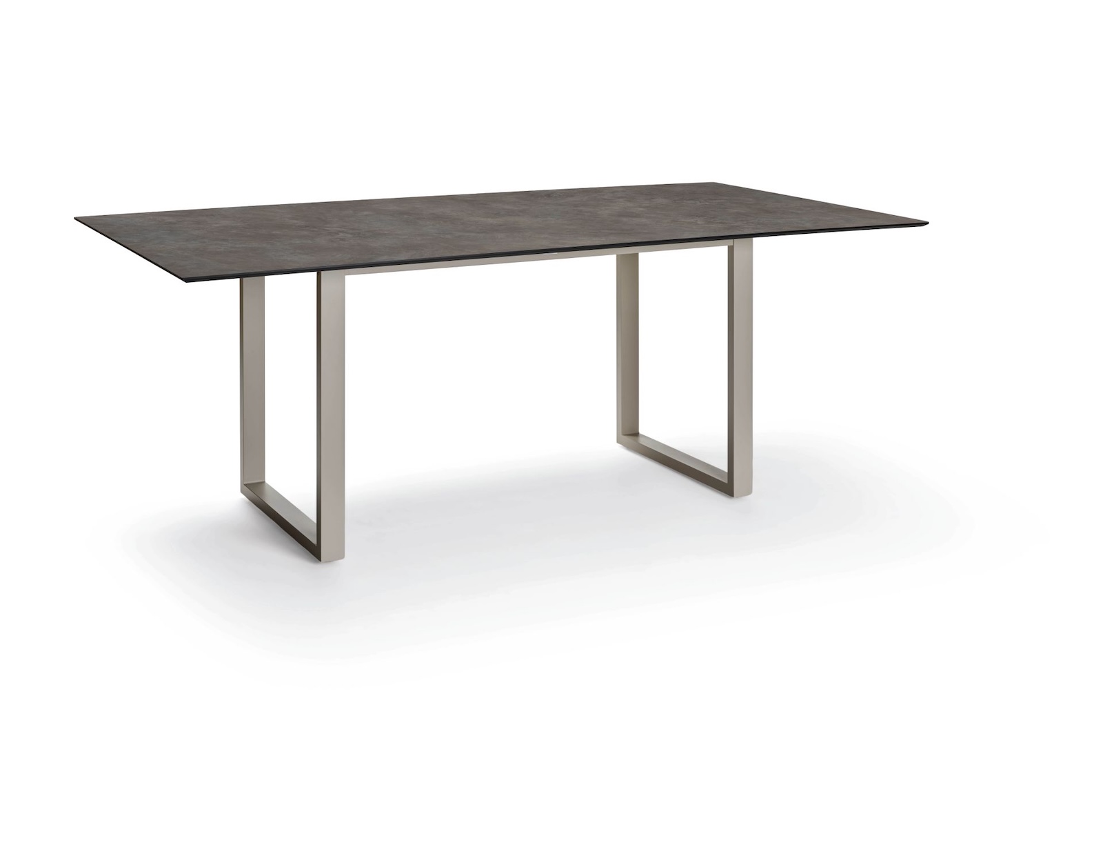 Stern Kufentisch Gartentisch Aluminium greige 200x100 cm mit wählbarer Tischplatte