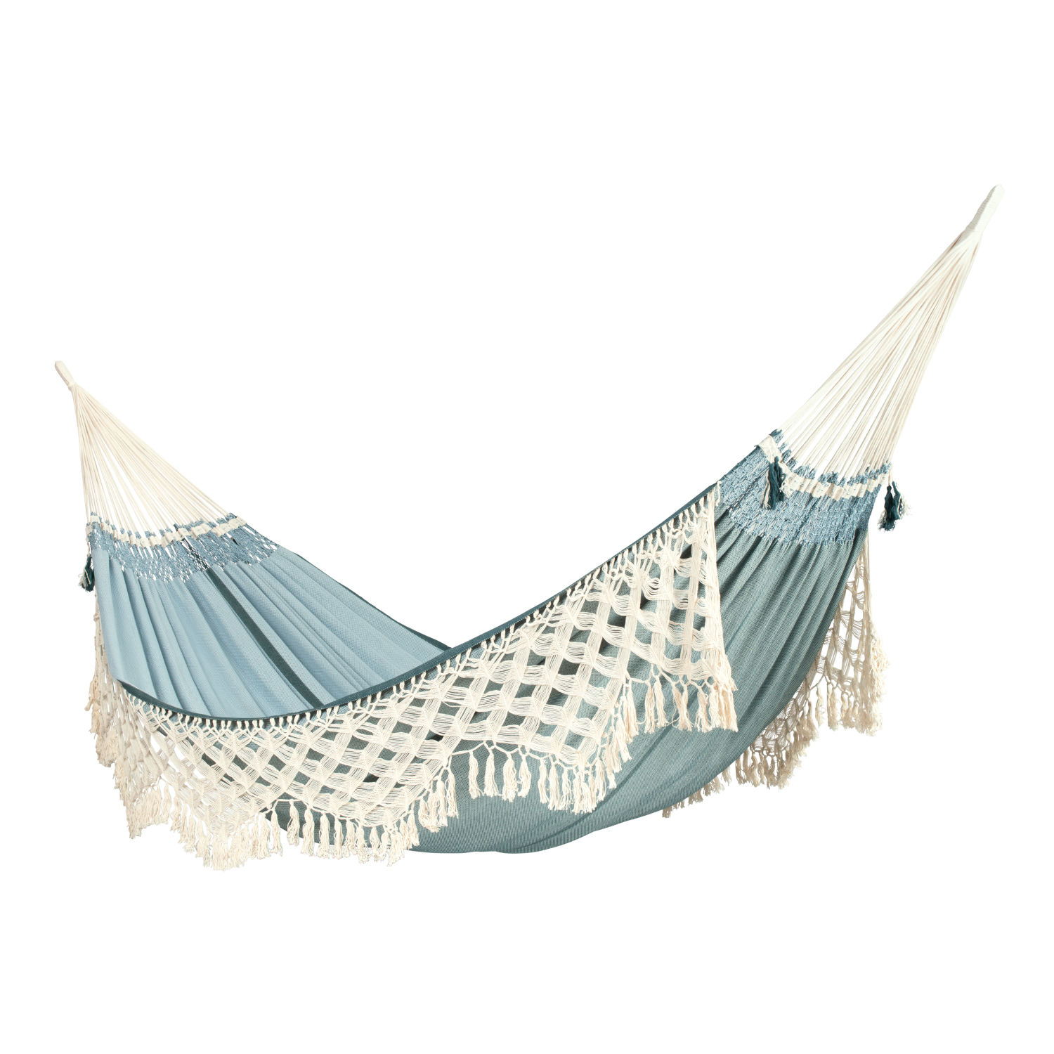 La Siesta Kingsize-Hängematte BOSSANOVA fjord blau Familienhängematte aus Bio-Baumwolle