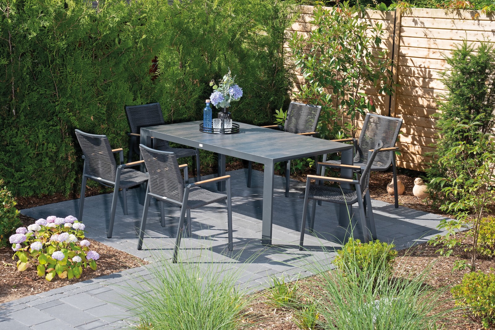 Sonnenpartner FLOW Stapelsessel Gartenstuhl Lounge-Stuhl Gartensessel mit Teakholz