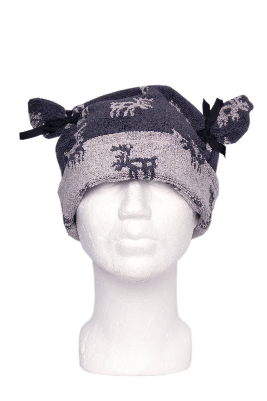 Pikkupuoti Oy Saunamütze Rentier Grau aus 100 % Bio-Baumwolle Saunahut für Damen und Herren