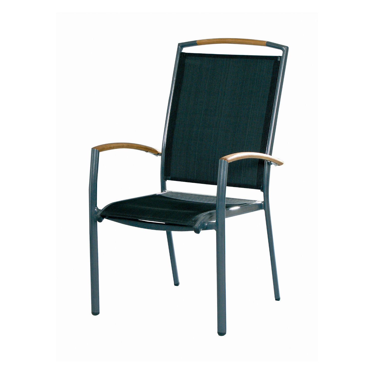 Inko Stapelsessel Frisco hoch Alu/Textil/Teak Stapelstuhl 3 Farben zur Auswahl