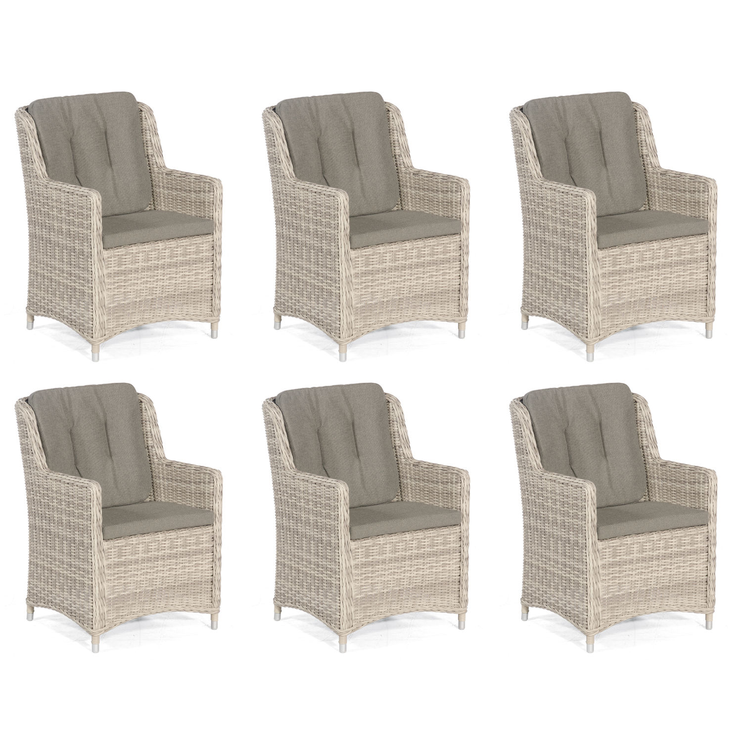 Sonnenpartner Avatar 6er-Set Garten-Sessel Gartenstuhl Alu mit Polyrattan white-coral