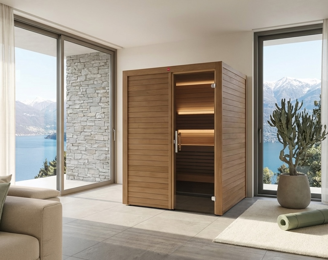 Harvia Utu Medium Saunakabine Design-Sauna aus Thermo-Espe 162x163x206cm inkl. LED Beleuchtung
