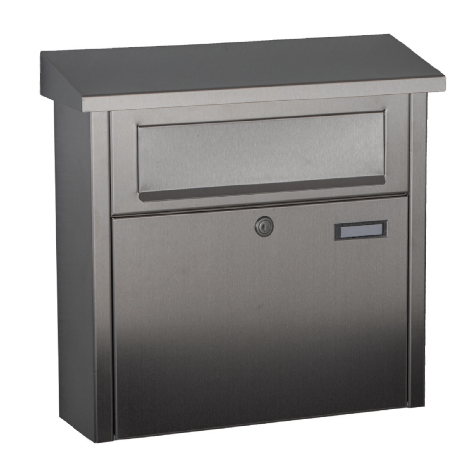 Heibi Briefkasten BIG BOX Edelstahl geschliffen 47,5x15,7x46 cm DIN C4 quer schwarz