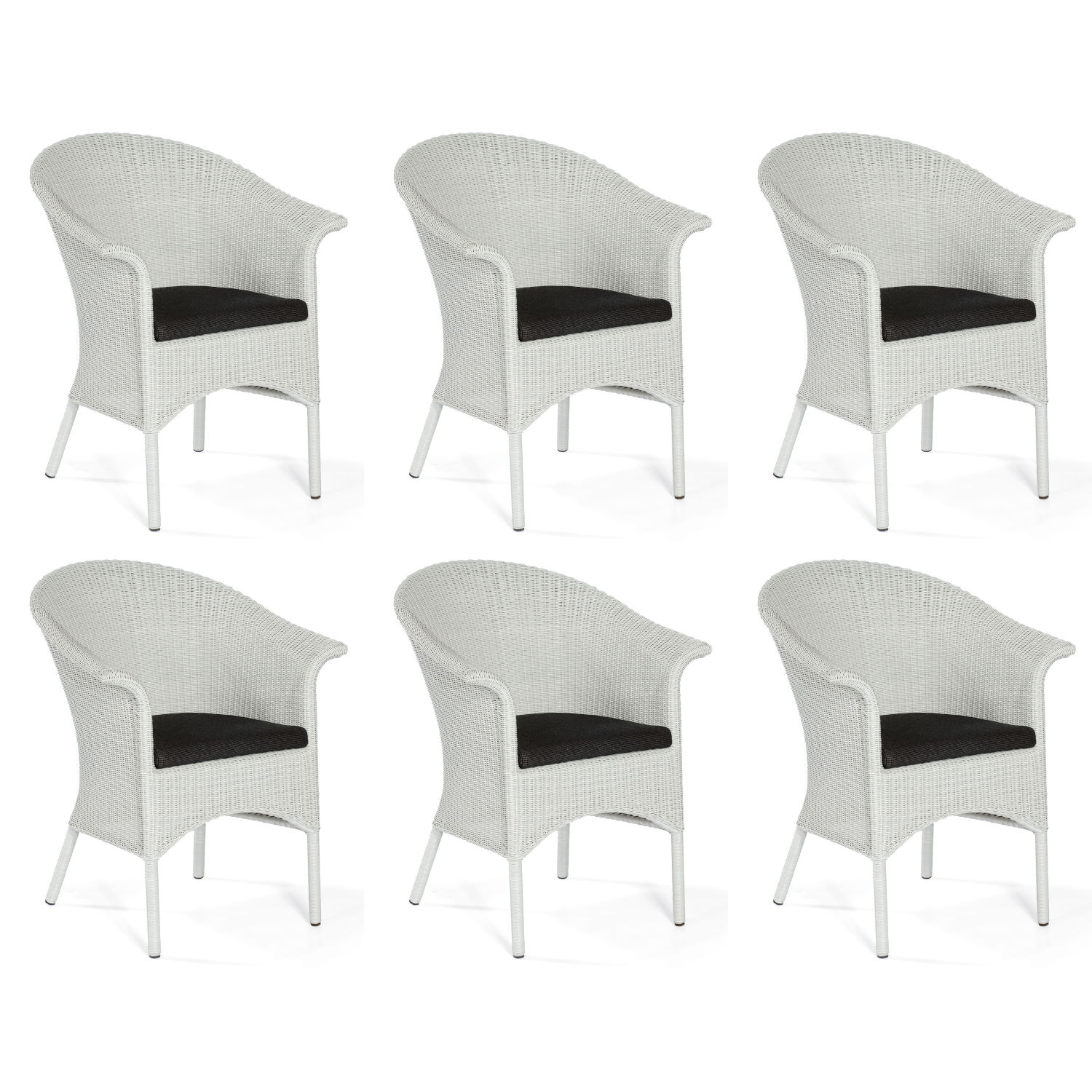 Sonnenpartner 6er-Set Garten-Sessel Cayman Aluminium mit Polyrattan white-washed Loom-Optik Gartenstuhl