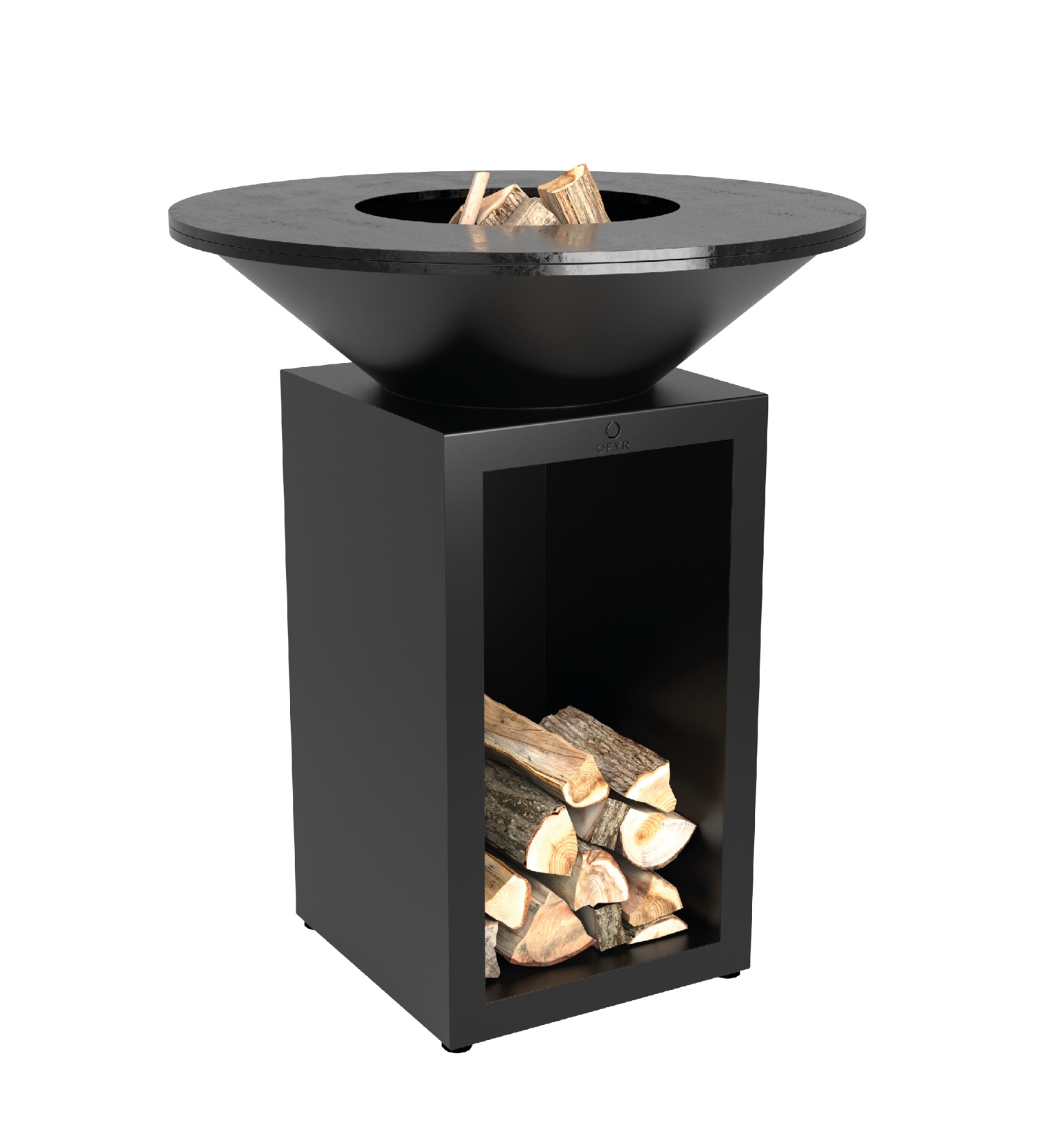 OFYR Classic Storage Black 85 Grill- und Feuerschale mit Plancha OCSB-85