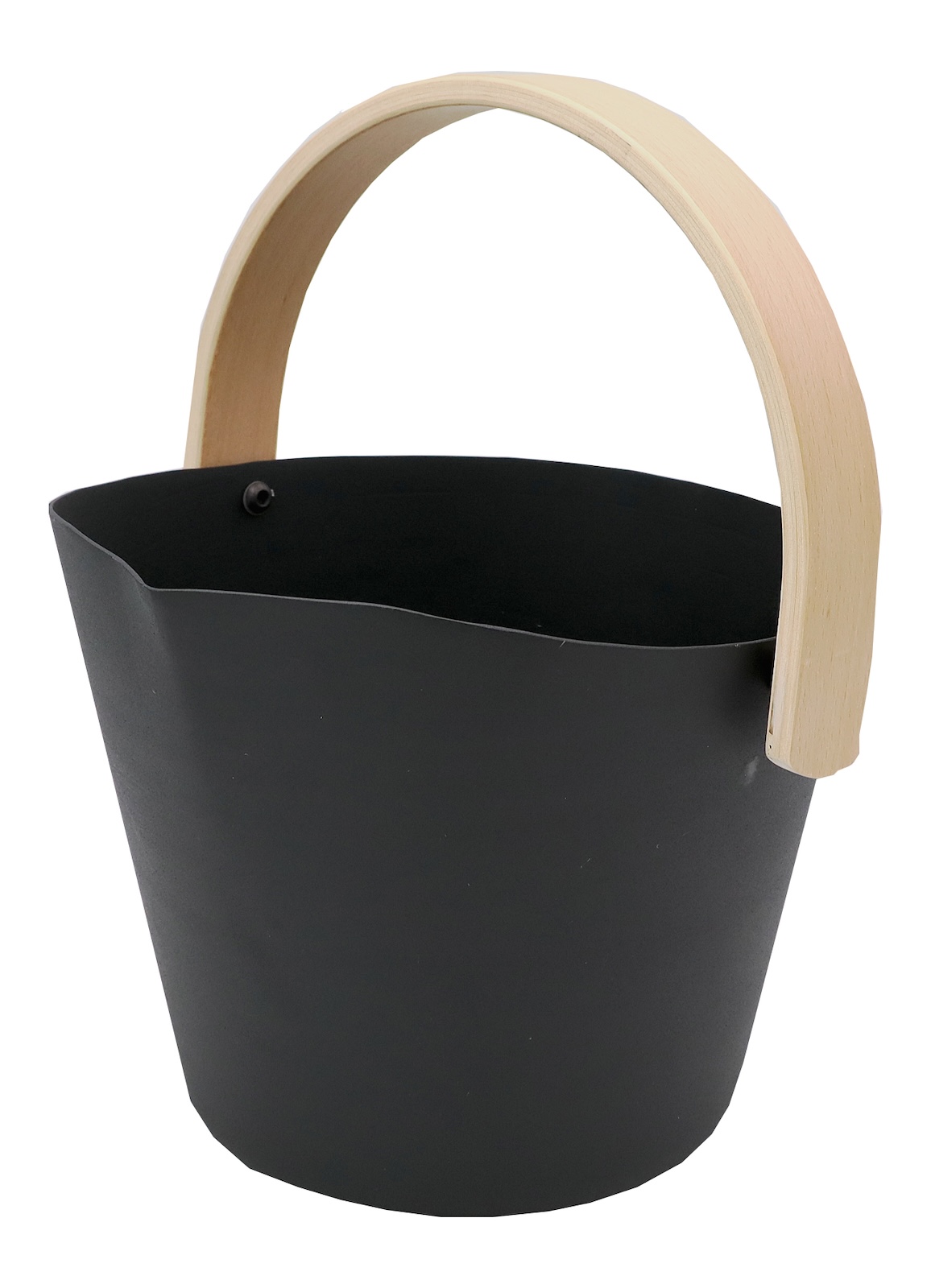 Nikkarien Saunakübel 6 l mit Saunakelle 50 cm in Schwarz aus Aluminium mit Holzgriff