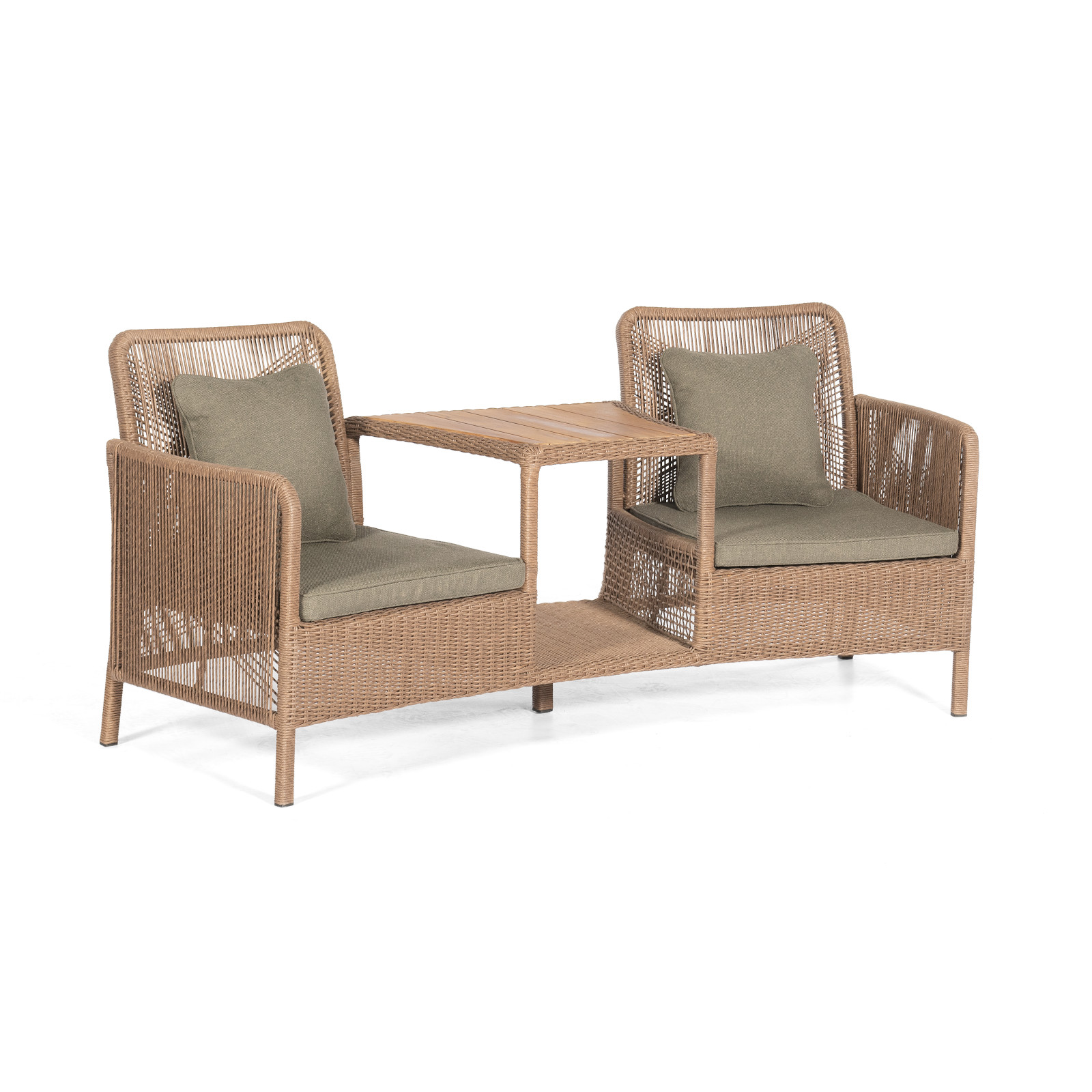 Sonnenpartner Luna Duo-Loungesessel mit Tisch Alu mit PE-Bespannung natural honey