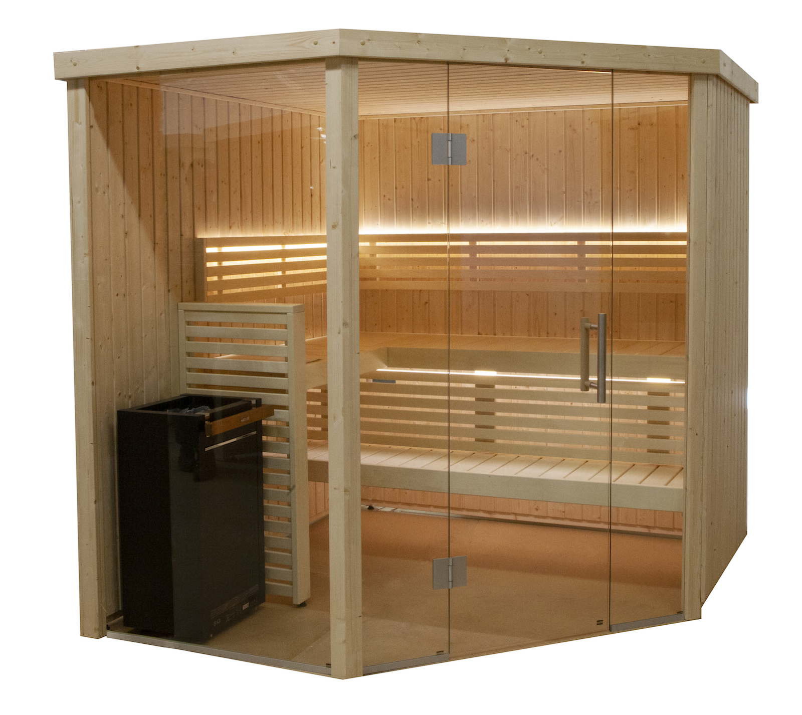 Harvia Variant View Corner Large Sauna Saunakabine aus Fichte ca. 206 x 203 x 201 cm