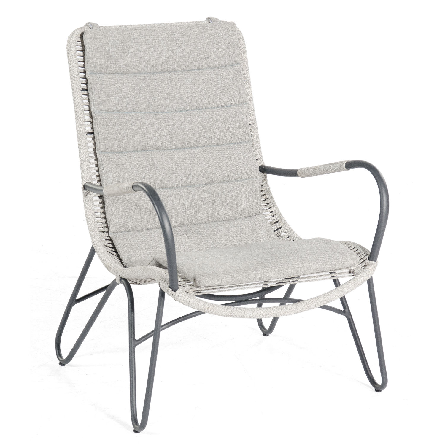Sonnenpartner Charité Loungesessel silbergrau Relaxsessel Aluminium mit Polyrope