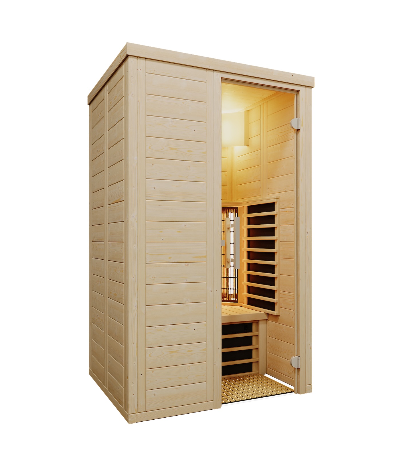 Infraworld TrioSol Natura 120 Infrarotkabine mit Infrarotstrahler Fichte 120x100x200 cm