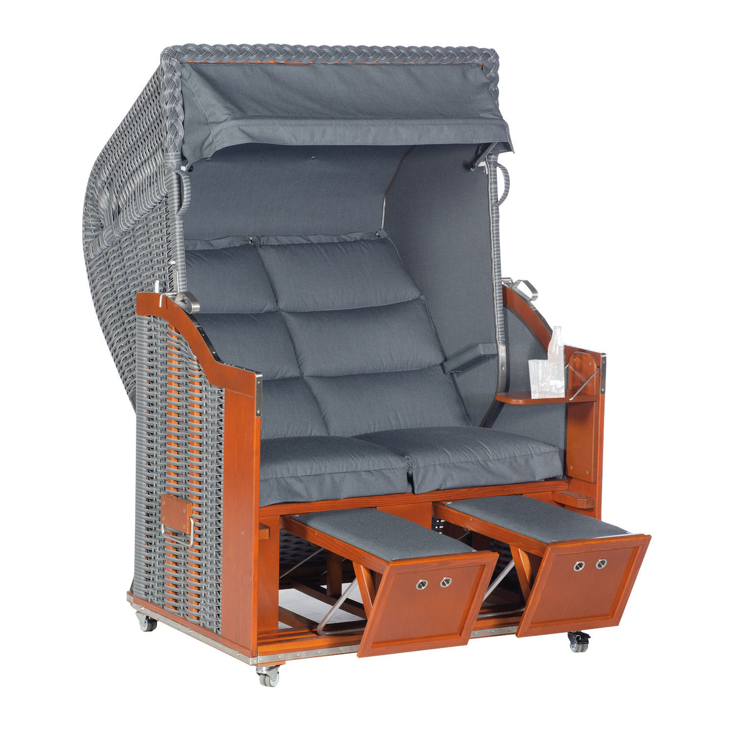 Sonnenpartner Classic 2-Sitzer Duo-Style Strandkorb Halbliegemodell onix/charcoal