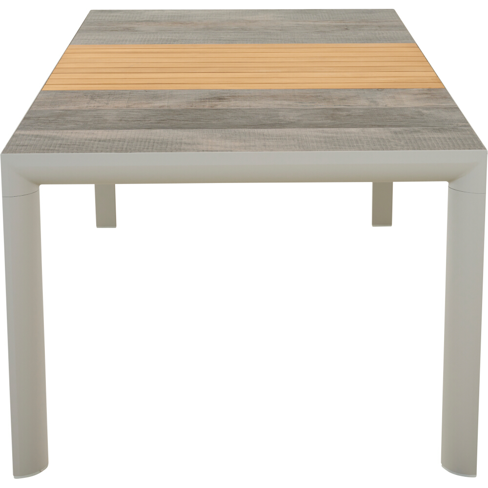 Lindos Tisch 180x100 matt seidengrau Alu,Keramik,Teak FSC 100%