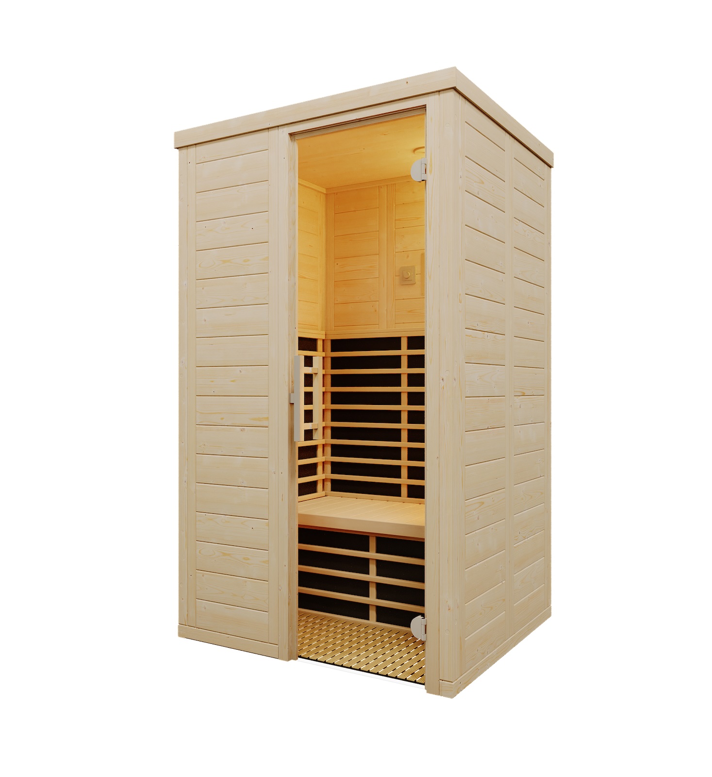 Infraworld TrioSol Natura 120 Infrarotkabine mit Infrarotstrahler Fichte 120x100x200 cm