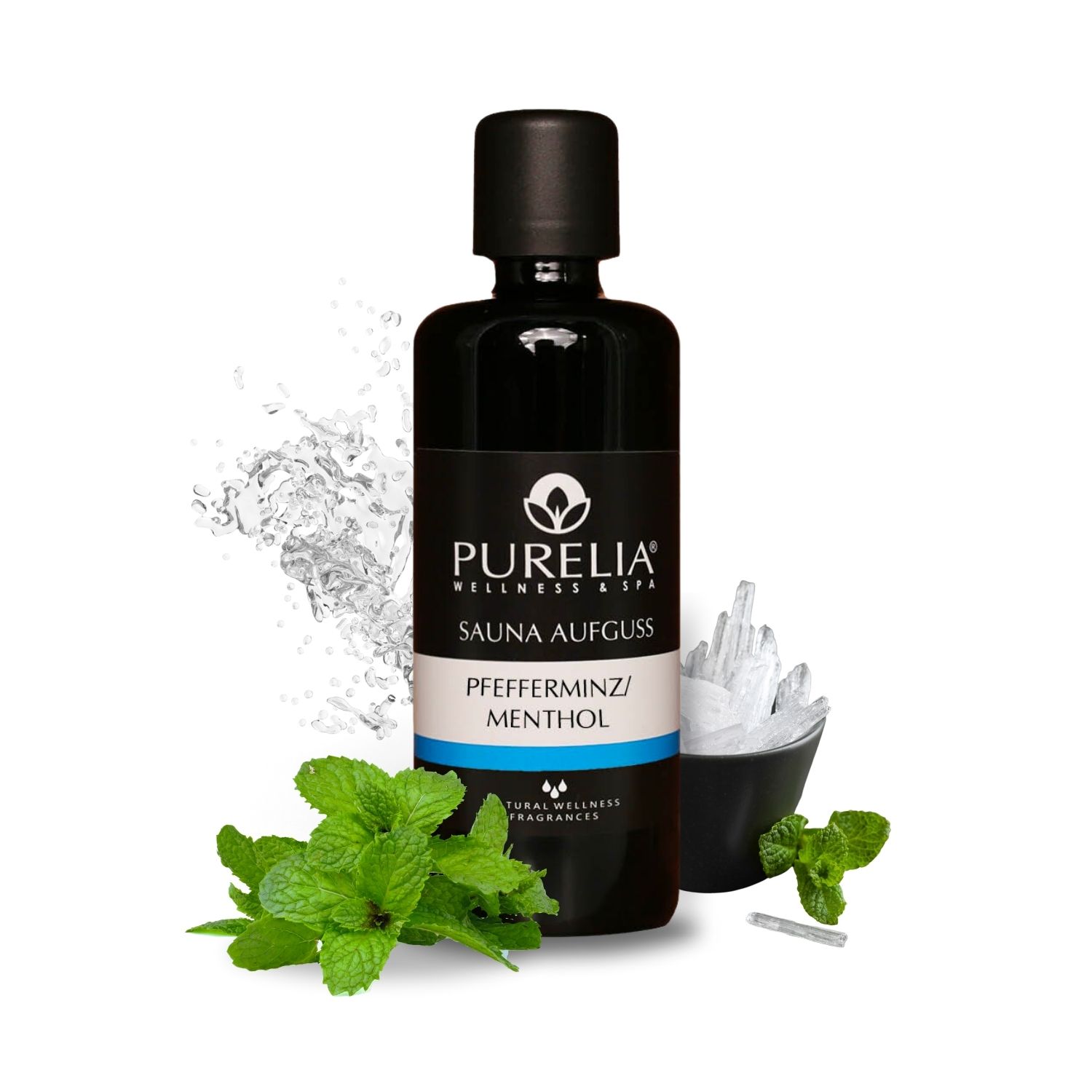 PURELIA Saunaaufguss Konzentrat Pfefferminz-Menthol 100 ml natürlicher Sauna-aufguss - reine ätherische Öle