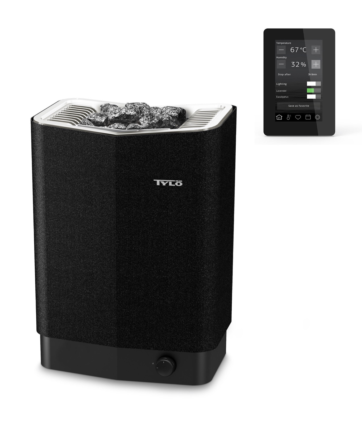 Tylö Sense Elite 8 Saunaofen 8,0 kW finnischer Saunaofen mit WLAN-Steuerung Saunasteine