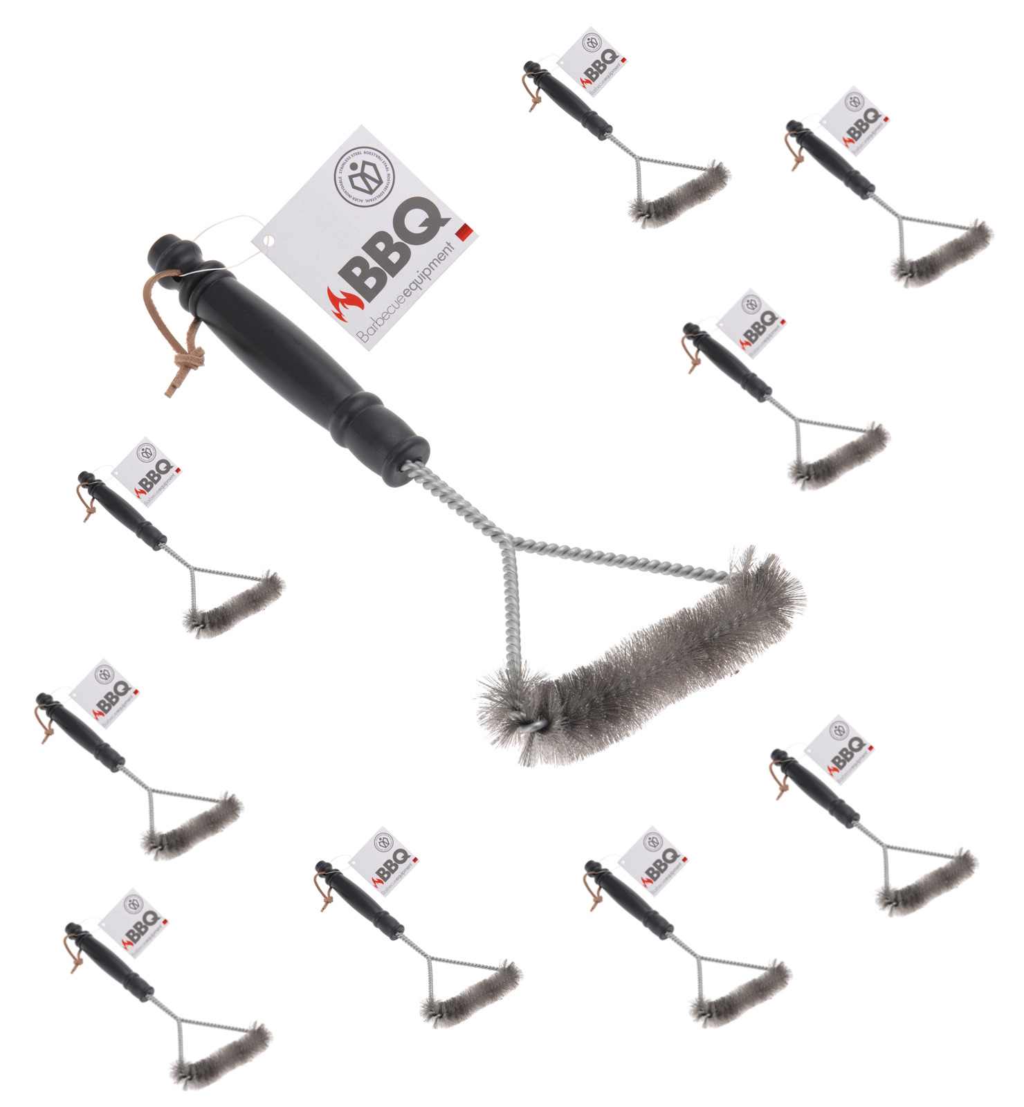 10 x Grillbürste 3 seitige Dreieck 33 cm Set dreiseitige Reinigungsbürste