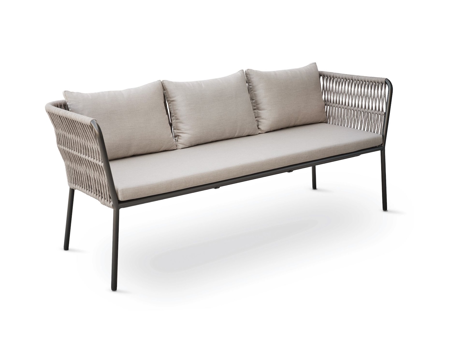 Stern Marla Dining 3-Sitzer Bank Gartenbank Sitzbank mit Kissen karbon graubraun