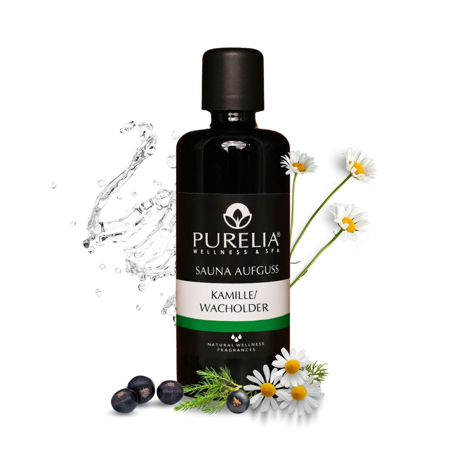 PURELIA Saunaaufguss Konzentrat Kamille-Wacholder 100 ml natürlicher Sauna-aufguss - reine ätherische Öle