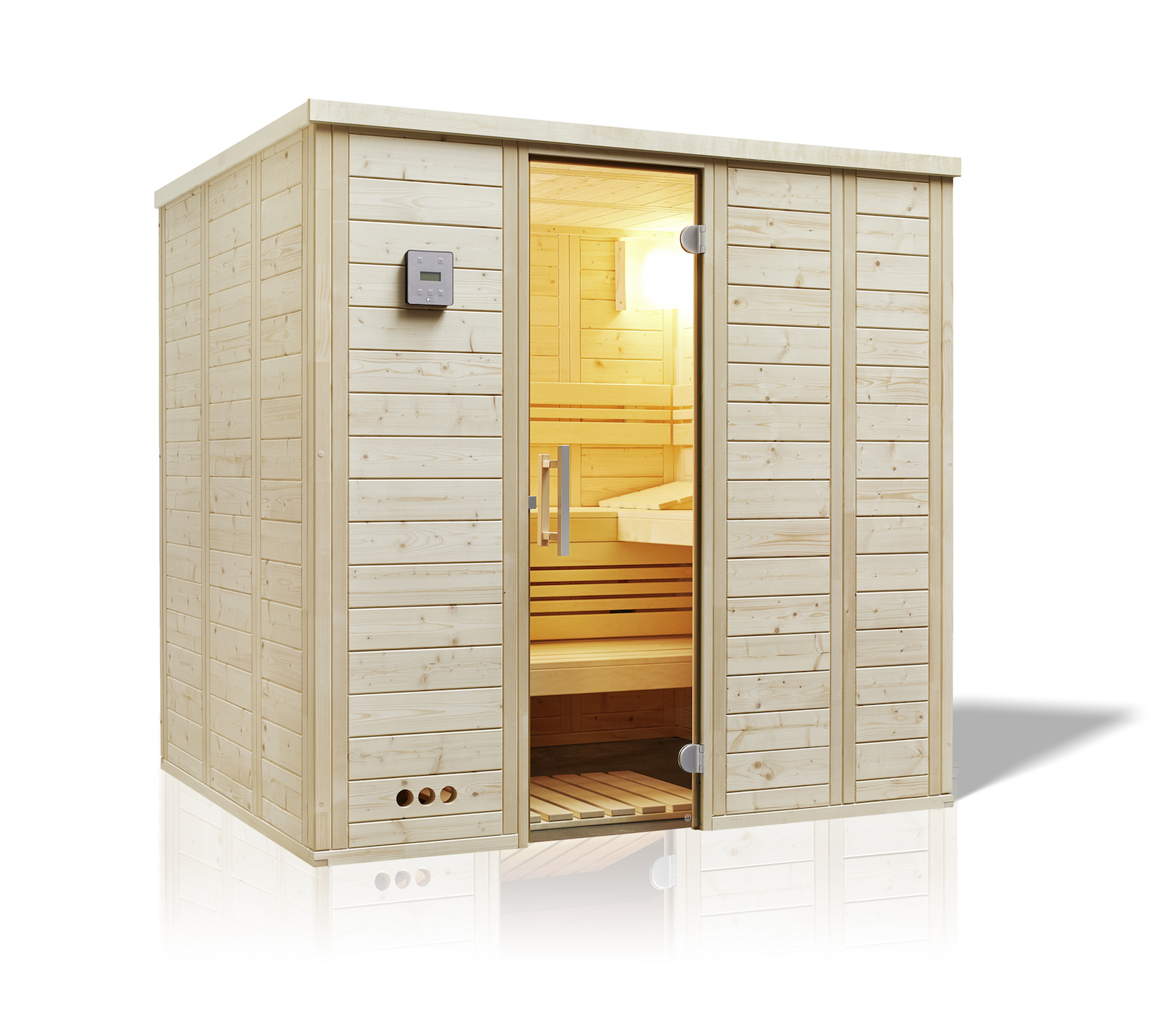 Infraworld Urban 164 gerade Saunakabine Massivholzsauna Fichte 211x164x200 cm