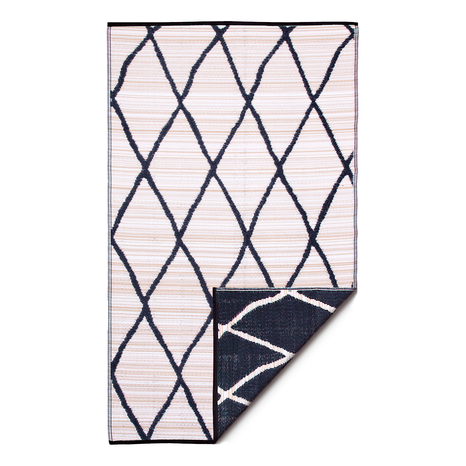 Fab Hab Nairobi Outdoorteppich 90 x 150 cm Natural&Black aus recyceltem Plastik natur/schwarz wetterfest