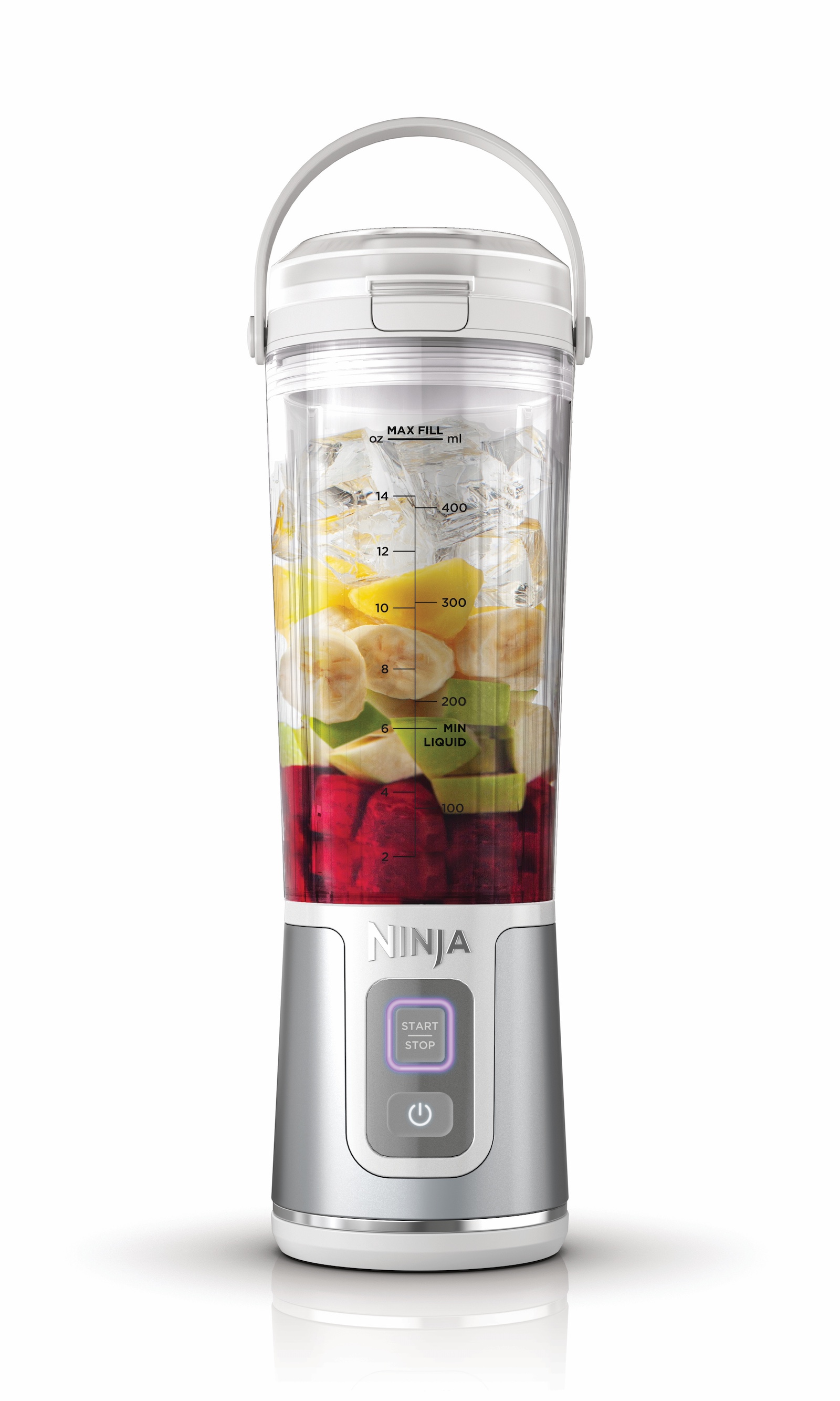 Ninja Blast Kabelloser Mixer Tragbarer Smoothie Maker mit Becher 532 ml - Weiß BC151EUWHV