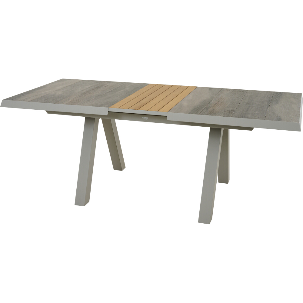 Lindos Ausziehtisch 160/200 matt seidengrau Alu,Keramik,Teak FSC 100%