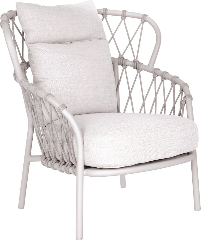 Stern Pfauen-Sessel Klea Aluminium greige Kordel greige Kissenset 100% Polyacryl Vanilla