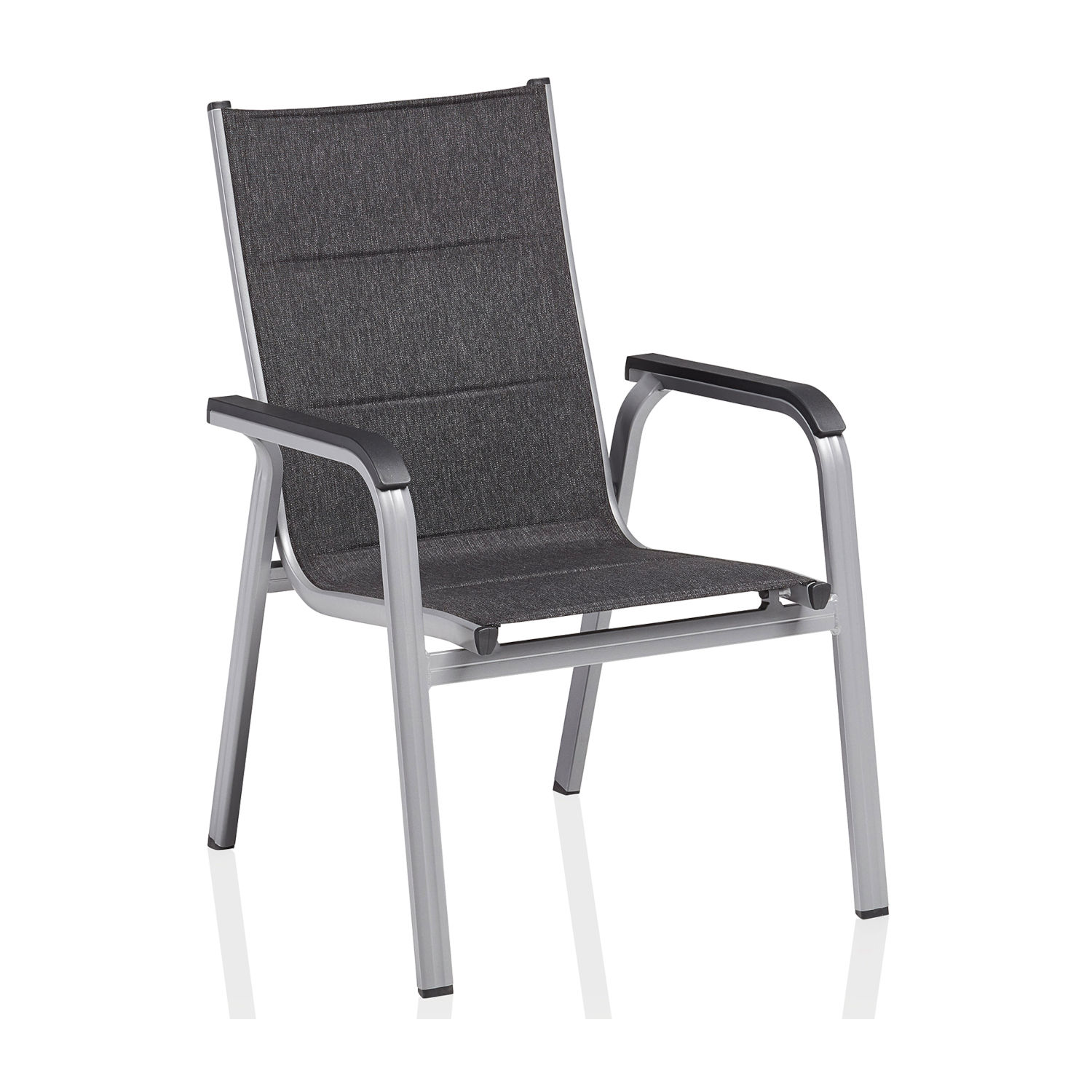 Kettler Stapelsessel Basic Plus padded silber/anthrazit Stapelstuhl 69,5x65,5x99 cm